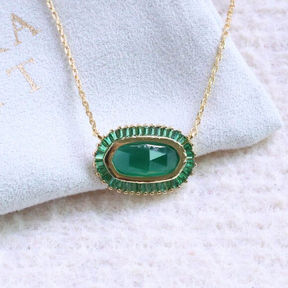 Kendra Scott Gold Green Mix Necklace - Baguette Elisa - Picture 2 of 2